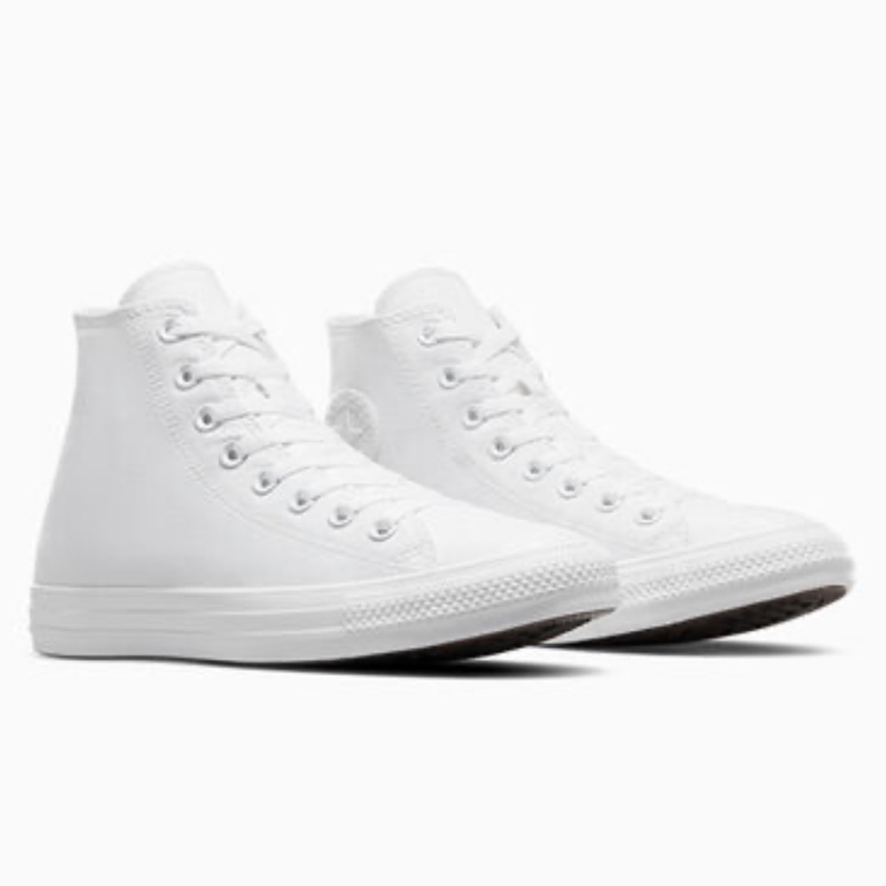 All white high top converse